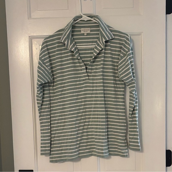 Alice Walk Tops - Alice Walk Women's Striped Polo - Small